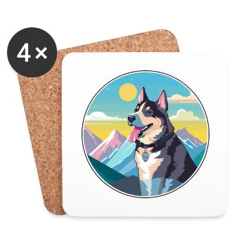 Laufhund Hunderasse Cartoon Kawaii Aquarell - Untersetzer (4er-Set) - Weiß - Vorne