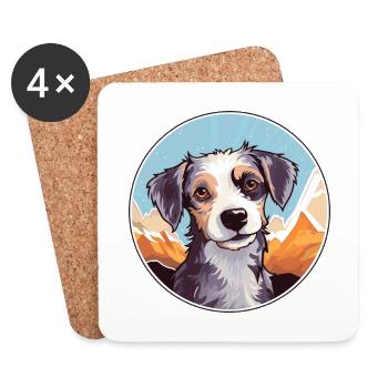 Majorque Ratter chien race dessin animé Kawaii aquarelle - Dessous de verre (lot de 4) - blanc - Devant