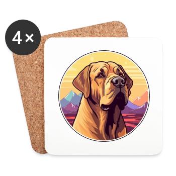 Mallorca Mastiff chien race Cartoon Kawaii Watercol - Dessous de verre (lot de 4) - blanc - Devant