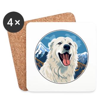 Maremma Sheepdog Dog Breed Cartoon Kawaii Watercol - Coasters (set of 4) - white - Front