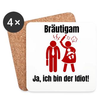 Bräutigam - Untersetzer (4er-Set) - Weiß - Vorne