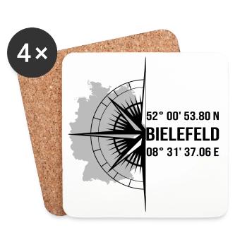 Koordinaten Bielefeld - Untersetzer (4er-Set) - Weiß - Vorne