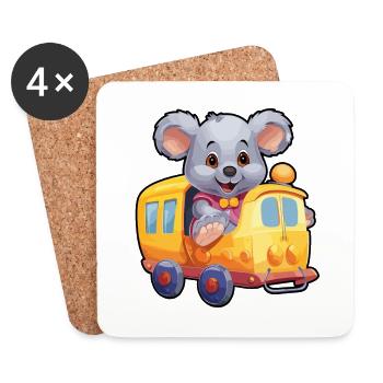 Koala Koala Bear Railroad Koala Bear Rides Railroad - Coasters (set of 4) - white - Front