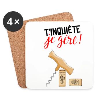 T'inquiète je gère - Dessous de verre (lot de 4) - blanc - Devant