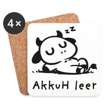 akkuh leer kuh akku lustige illustration tier - Untersetzer (4er-Set) - Weiß - Vorne