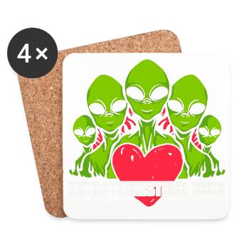 Alien, UFO, Flying Saucer - Coasters (set of 4) - white - Front
