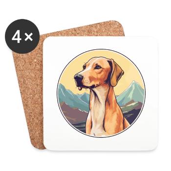 Vieux lévrier croate race de chien dessin animé Kawaii W - Dessous de verre (lot de 4) - blanc - Devant