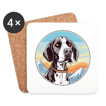 Vieux danois Pointer chien race Cartoon Kawaii Waterc - Dessous de verre (lot de 4) - blanc - Devant