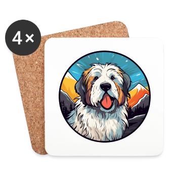 Polish Sheepdog Dog Breed Cartoon Kawaii Wat - Coasters (set of 4) - white - Front