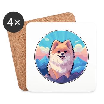 Pomeranian Spitz Hunderasse Cartoon Kawaii Watercol - Untersetzer (4er-Set) - Weiß - Vorne