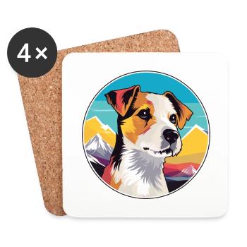 Parson Russell Terrier Dog Breed Cartoon Kawaii Wa - Coasters (set of 4) - white - Front