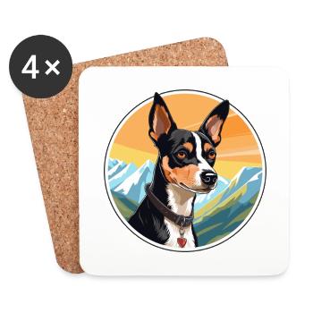 Ratterrier Hunderasse Karikatur Kawaii Aquarell - Untersetzer (4er-Set) - Weiß - Vorne