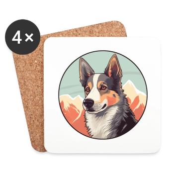 Russian European Laika Dog Breed Cartoon Kawaii Wa - Coasters (set of 4) - white - Front