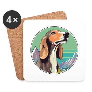 Saluki Hunderasse Karikatur Kawaii Aquarell - Untersetzer (4er-Set) - Weiß - Vorne