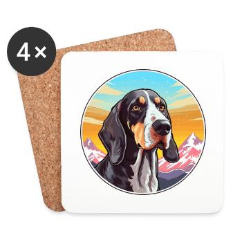 Russian Harlequin Hound Dog Breed Cartoon Kawaii W - Coasters (set of 4) - white - Front