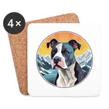 Staffordshire Bullterrier Hunderasse Karikatur Kawai - Untersetzer (4er-Set) - Weiß - Vorne