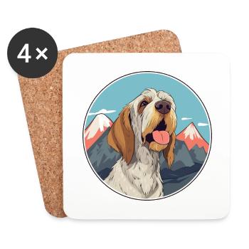 Spinone Italiano Hunderasse Cartoon Kawaii Watercol - Untersetzer (4er-Set) - Weiß - Vorne