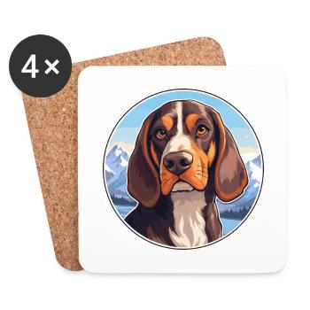 Southern Hound Dog Breed Cartoon Kawaii Watercolor - Coasters (set of 4) - white - Front
