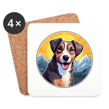 Schweizer Laufhund Hunderasse Cartoon Kawaii Aquarell - Untersetzer (4er-Set) - Weiß - Vorne