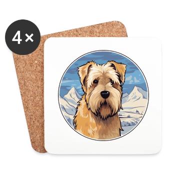 Weich beschichtete Wheaten Terrier Hunderasse Cartoon Kawa - Untersetzer (4er-Set) - Weiß - Vorne