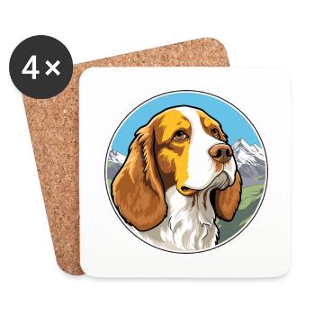 Welsh Springer Spaniel chien race Cartoon Kawaii Wa - Dessous de verre (lot de 4) - blanc - Devant