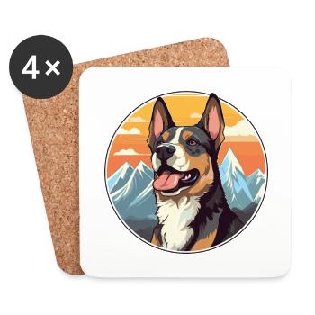 Uruguayen Cimarron chien race dessin animé kawaii waterc - Dessous de verre (lot de 4) - blanc - Devant