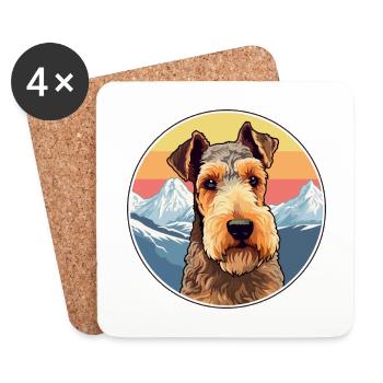 Welsh Terrier Hunderasse Karikatur Kawaii Aquarell - Untersetzer (4er-Set) - Weiß - Vorne
