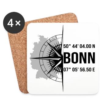 Koordinaten Bonn - Untersetzer (4er-Set) - Weiß - Vorne