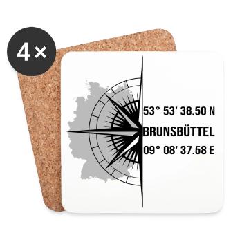 Koordinaten Brunsbüttel - Untersetzer (4er-Set) - Weiß - Vorne