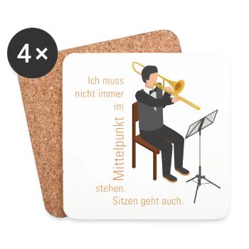 Ich muss nicht immer im Mittelpunkt stehen POSAUNE - Untersetzer (4er-Set) - Weiß - Vorne