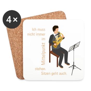 Ich muss nicht immer im Mittelpunkt stehen | HORN - Untersetzer (4er-Set) - Weiß - Vorne