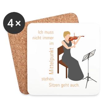 Geigerin Ich muss nicht immer im Mittelpunkt stehn - Untersetzer (4er-Set) - Weiß - Vorne