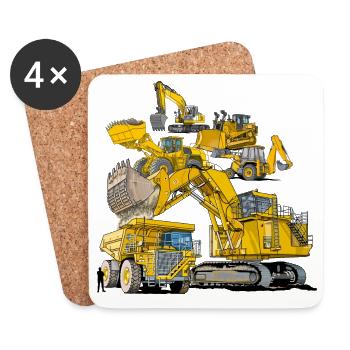Baustellenfahrzeuge der großen Art - Untersetzer (4er-Set) - Weiß - Vorne