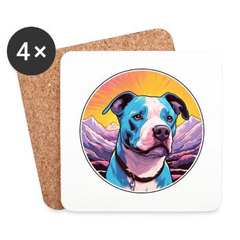 American PitBull Terrier Dog Breed Cartoon Kawaii - Coasters (set of 4) - white - Front