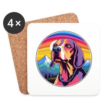 American English Coonhound Dog Breed Cartoon Kawai - Coasters (set of 4) - white - Front