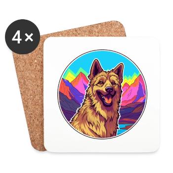 Belgian Shepherd Laekenois Dog Breed Cartoon Kawai - Coasters (set of 4) - white - Front