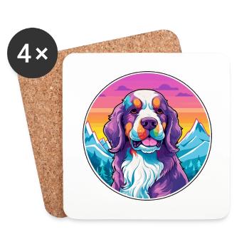 Billy Dog Breed Cartoon Kawaii aquarelle - Dessous de verre (lot de 4) - blanc - Devant