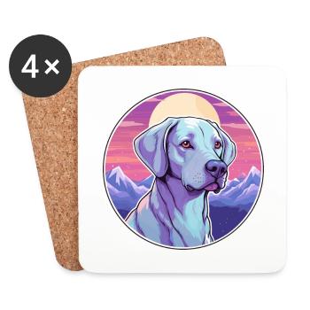 Bleu dentelle chien race dessin animé Kawaii aquarelle - Dessous de verre (lot de 4) - blanc - Devant