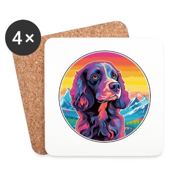 Boykin Spaniel Dog Breed Cartoon Kawaii Watercolor - Coasters (set of 4) - white - Front