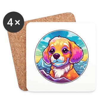 Briquet Griffon Vendéen Chien Race Cartoon Kawaii W - Dessous de verre (lot de 4) - blanc - Devant