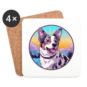 Australischer Stumpy Tail Cattle Dog Rasse Cartoon Ka - Untersetzer (4er-Set) - Weiß - Vorne
