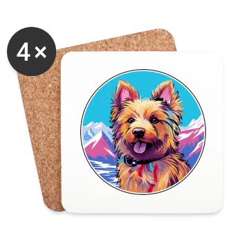 Australian Terrier Hunderasse Karikatur Kawaii Waterc - Untersetzer (4er-Set) - Weiß - Vorne
