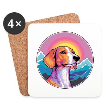 Azawakh Dog Breed Cartoon Kawaii Watercolor - Coasters (set of 4) - white - Front