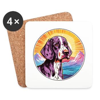 Auvergne Pointer Dog Breed Cartoon Kawaii Watercol - Coasters (set of 4) - white - Front
