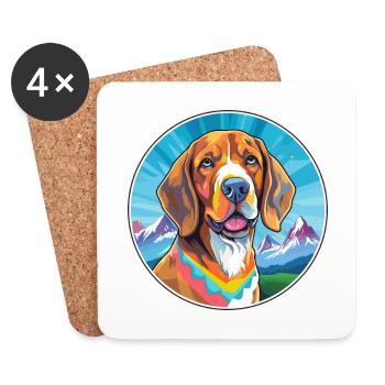 Bavarian Mountain Hound Dog Breed Cartoon Kawaii W - Coasters (set of 4) - white - Front