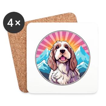 Basset Griffon Vendeen Petit Dog Rasse Cartoon Kaw - Untersetzer (4er-Set) - Weiß - Vorne