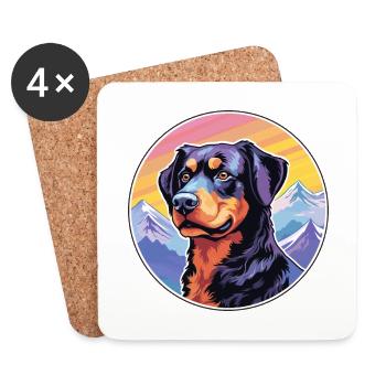 Beauceron Hunderasse Cartoon Kawaii Aquarell - Untersetzer (4er-Set) - Weiß - Vorne