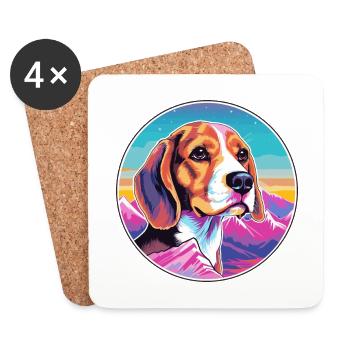 Beagle Kleiner Dufthund Hund Rasse Cartoon Kawaii - Untersetzer (4er-Set) - Weiß - Vorne