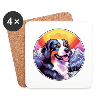 Berner Laufhund Hunderasse Cartoon Kawaii Watercolo - Untersetzer (4er-Set) - Weiß - Vorne