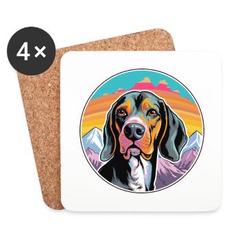 Noir et feu Virginie Foxhound chien race dessin animé - Dessous de verre (lot de 4) - blanc - Devant